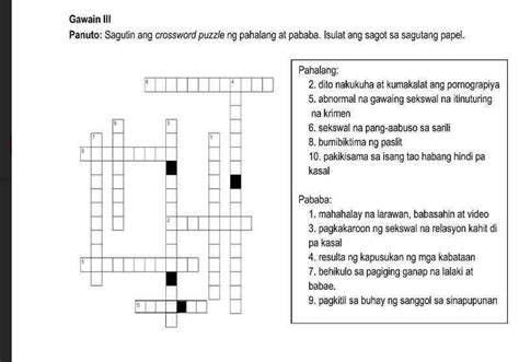 Gawain Iii Panuto Sagutin Ang Crossword Studyx