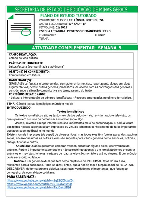 Quais São As Matérias Do 5 Ano - Atividades todas as matérias 5 ano ensino fundamental - Docsity