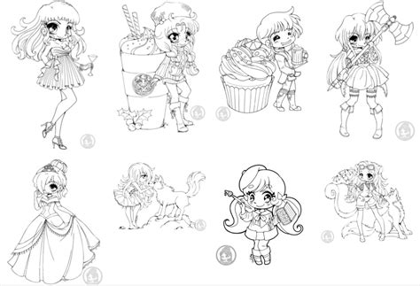 Linearts For Coloring By Yampuff On Deviantart Chibi Coloring Pages