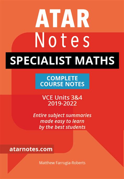 ATAR Notes Free VCE Units 3 4 Specialist Maths Notes Videos Lectures