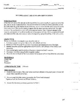 Investigating The Sun S Apparent Motion Lab By Scott Baitz Tpt