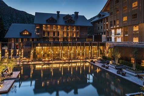 The Courtyard At Night At The Chedi Andermatt Andermatt Switzerland