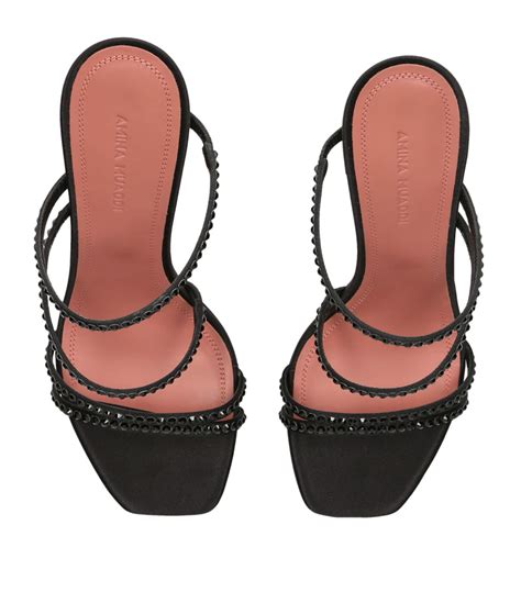 Womens Amina Muaddi Black Leather Embellished Naima Sandals Harrods Uk