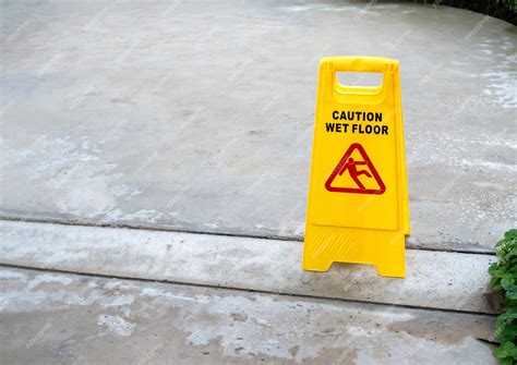 Premium Photo Yellow Caution Slippery Wet Floor Sign With Slippery