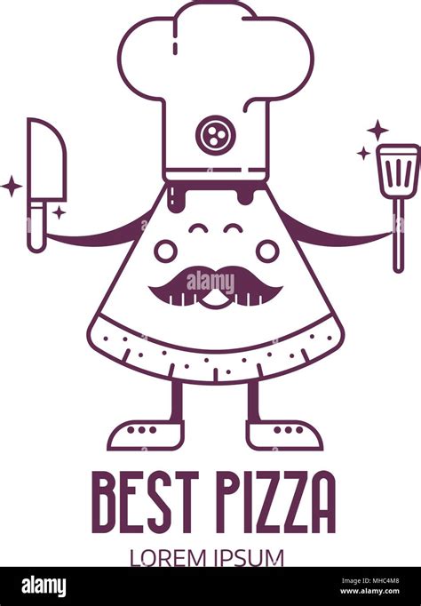 Bakery Or Pizzeria Logo Template With Smiling Chief Cooker Pizza Man In