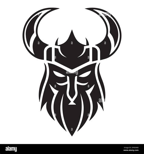 Viking Head Scandinavian Fighter Man With Helmet And Beard Vector