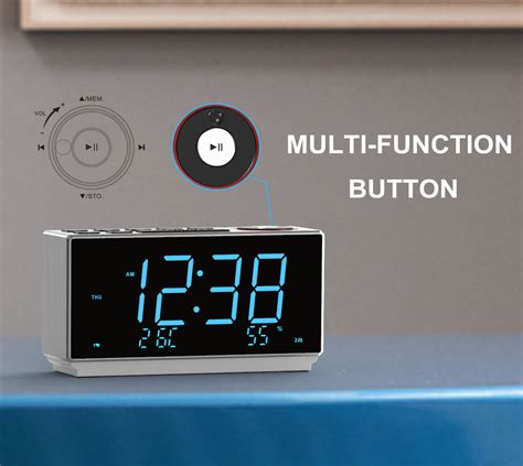 Dual Alarm Clock With Fm Radio Usb Charging 18 Led Display Night Itoma