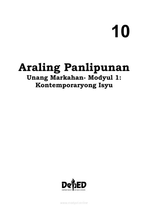 Araling Panlipunan 10 Modyul 1: Kontemporaryong Isyu | Grade 10 Modules