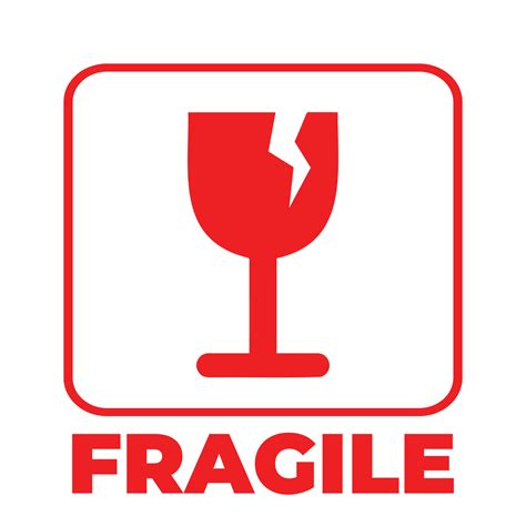 Fragile Handle With Care Red Fragile Warning Label Fragile Label With Broken Glass Symbol