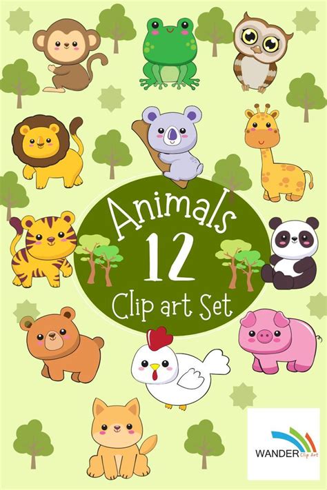 Animals Clip Art Set 1 in 2022 | Draw animals for kids, Clip art, Art set