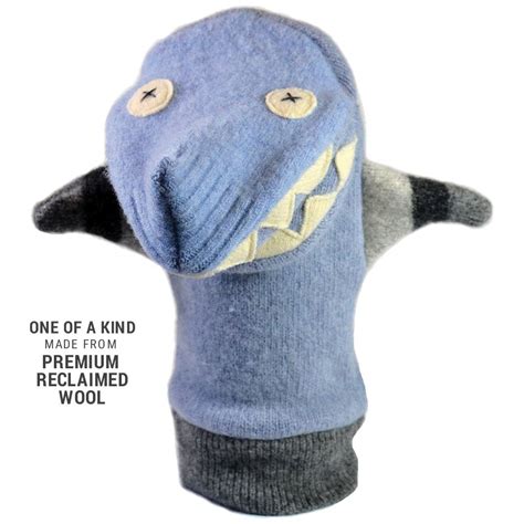 Handmade 12 Shark Hand Puppet Premium Reclaimed Wool Colors Vary