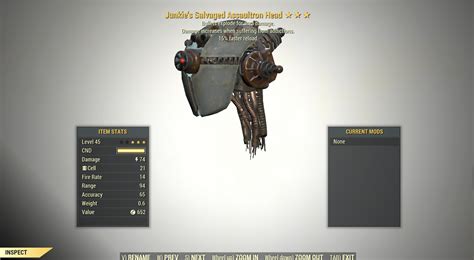 3 Junkies Salvaged Assaultron Head Explosive Faster Reload Legacy