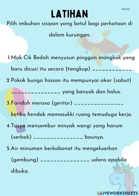 Kata Berimbuhan Sisipan Activity Live Worksheets