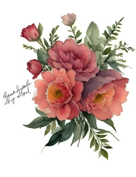 Premium Photo Watercolor Peonies Bouquet Isolated On White Background