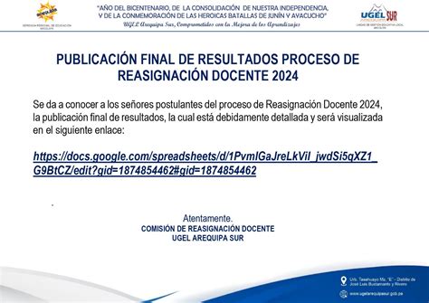 Publicación Final De Resultados Proceso De Reasignación Docente 2024