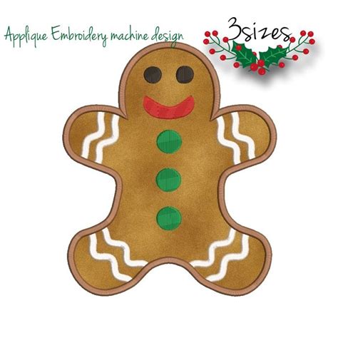 Gingerbread Embroidery Machine Designs Applique Design By