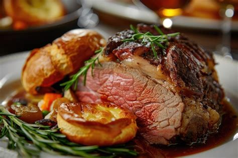 Premium Photo British Roast Beef Dinner With Yorkshire Puddings