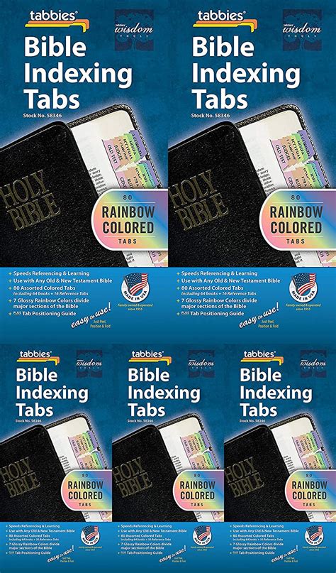 Tabbies Rainbow Bible Indexing Tabs, Old & New Testaments, 80 Tabs ...