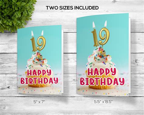 Custom Printable 19th Birthday Greeting, Downloadable 19th Birthday ...