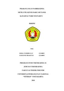 PRARANCANGAN PABRIK KIMIA METIL ETIL KETON DARI 2 BUTANOL KAPASITAS 75