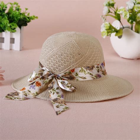 Summer Girls Sun Hats Wide Brim Bowknot Straw Hat With Ribbon Outdoor