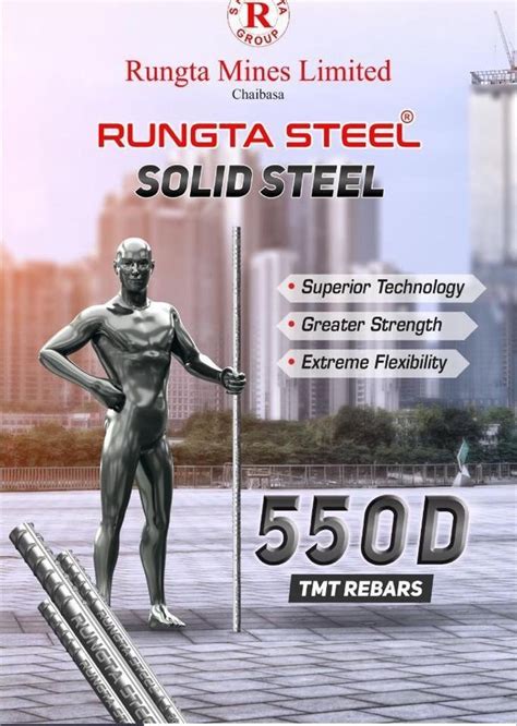 RUNGTA Mild Steel TMT Rebars 12 METER Grade Fe 500 At Best Price In