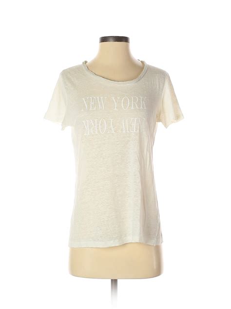 Madewell 100 Linen Graphic Solid White Ivory Short Sleeve Top Size Xs