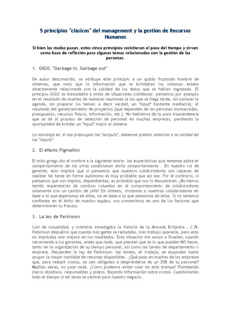 5 Principios Clasicos Del Management Pdf Realimentación