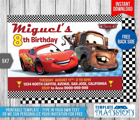 Lightning Mcqueen Invitation Templates