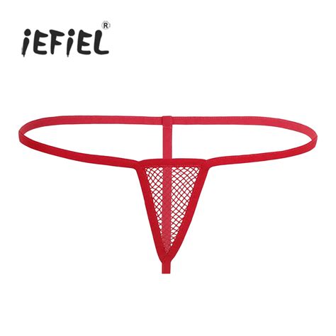 Iefiel Women Lingerie Stretchy Fishnet Open Butt G String Bikini