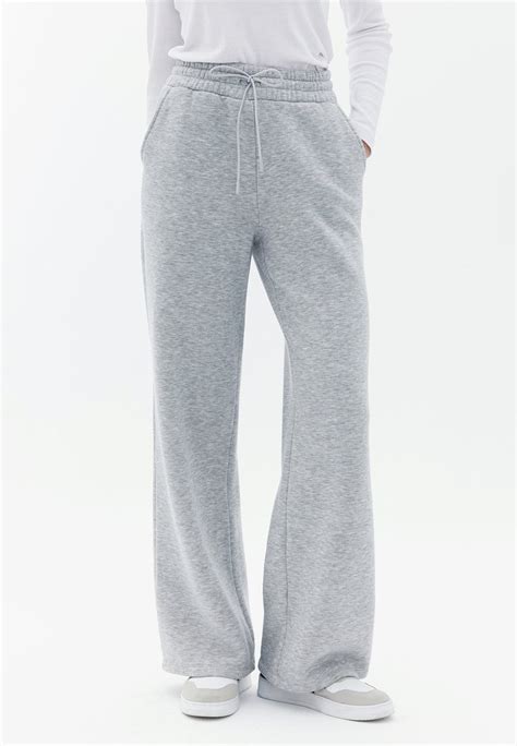 Oxxo High Rise Wide Leg Jogginghose Grey Melange Grau Zalando De