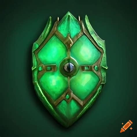 Artwork Of A Green Dragon Scale Shield On Craiyon