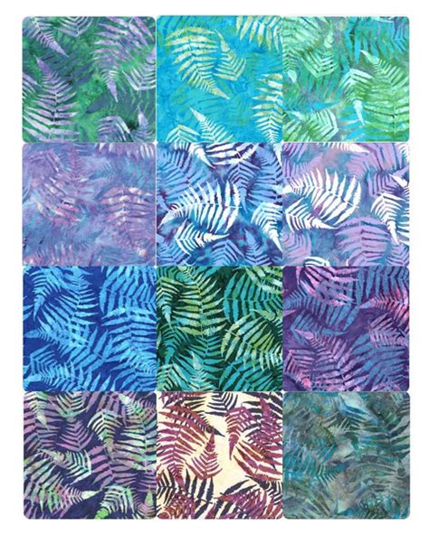 Matts Select Pre Cut 12 Piece Half Yard Batik Bundle Ferns Jordan