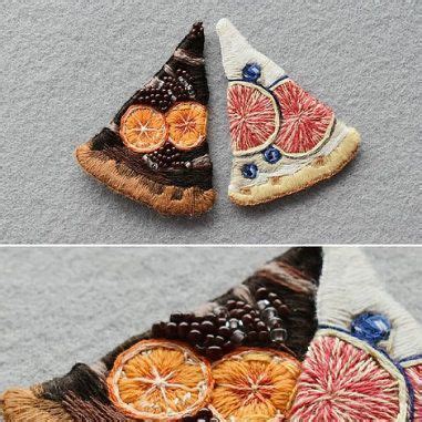 Two Pieces Of Fabric With Fruit On Them And One Piece Has Been Made To