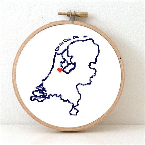 Studio Koekoek Borduurpakket Kaart Van Nederland Modern Borduurpakket