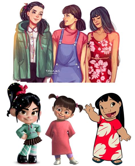 Vanellope (Wreck it Ralph), Boo (Monster Inc) and Lilo (Lilo and Stitch ...
