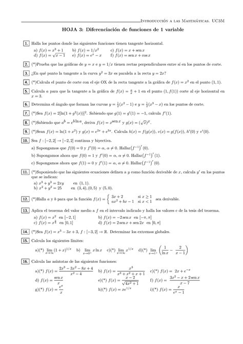 Tema Ejercicios Introduccion A Las Matem Aticas Uc M Hoja