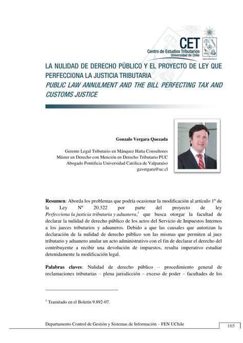 Pdf La Nulidad De Derecho Público Y El Proyecto De Ley Que