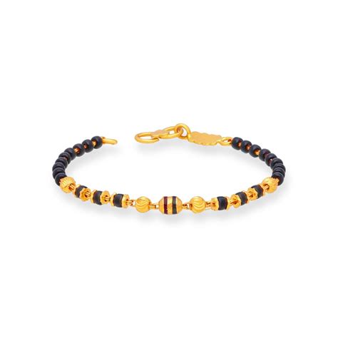 Classic Black Beaded 22kt Gold Bracelet