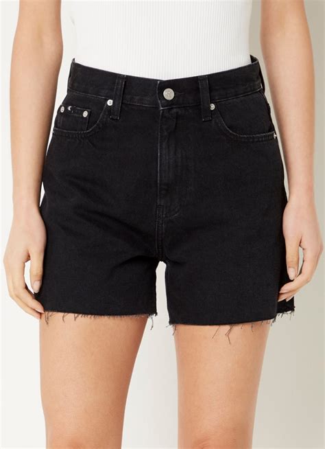 Calvin Klein High Waist Straight Fit Korte Broek Van Denim Met