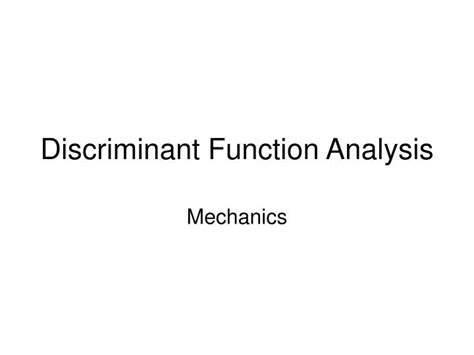 PPT Discriminant Function Analysis PowerPoint Presentation Free