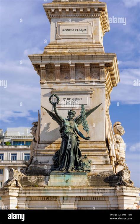 Lisboa Portugal Praca Dos Restauradores El Obelisco Conocido Como