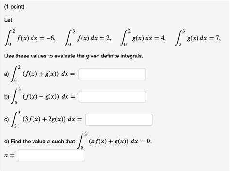 Solved 1 Point Let 2 F X Dx 6 F X Dx 2 G X Dx