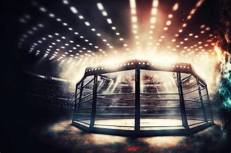 Premium Photo | Fighting arena with grid and searchlights for battles ...