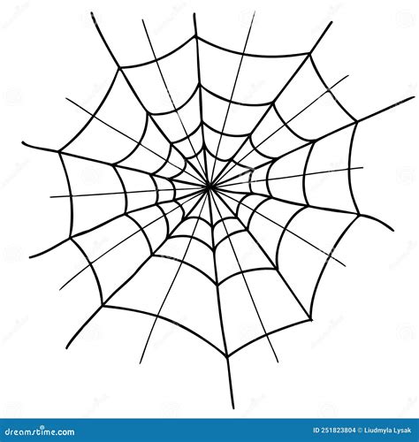 Halloween Cobweb Spiderweb Close Up Vector Illustration Linear Hand