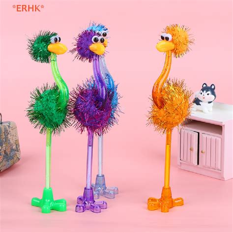 Erhk Kawaii Cartoon Ostrich Shape Ballpoint Pen Blue Ink Creative