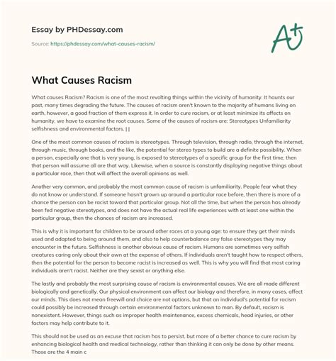 What Causes Racism Essay Example 500 Words