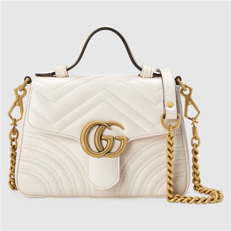 Gg Marmont Mini Top Handle Bag In White Leather Gucci® Uk