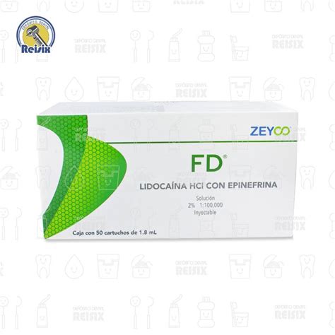 Lidocaína FD 2 anestesia HCI con epinefrina Zeyco Depósito Dental REISIX