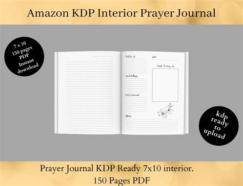 Amazon KDP Interior Prayer Journal 7x10 Inches No Bleed 150 Etsy UK